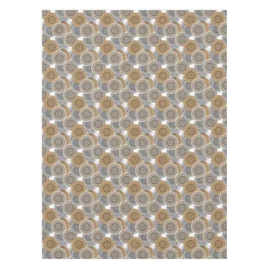 Nappe Mandala arabe motif gris beige à l'orientale (Devant)