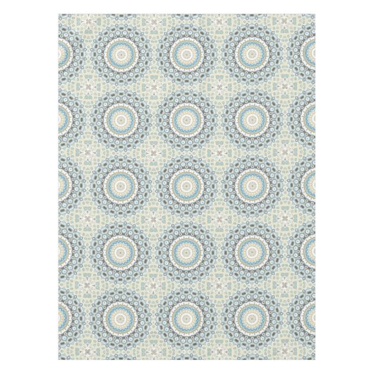 Nappe Mandala côtier dans les tons sable, bleu et bois c (Devant)