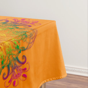 Nappe Mandala floral ethnique sur le fond orange