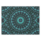 Nappe Mandala Floral Noir Sarcelle Foncé (Devant (Horizontal))