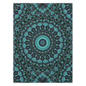 Nappe Mandala Floral Noir Sarcelle Foncé (Devant)