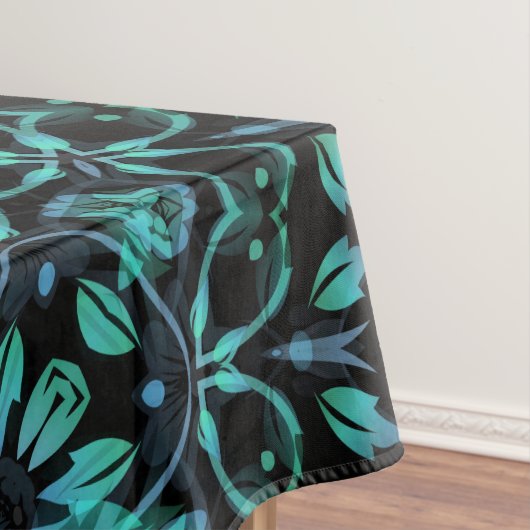 Nappe Mandala Floral Noir Sarcelle Foncé (In Situ)