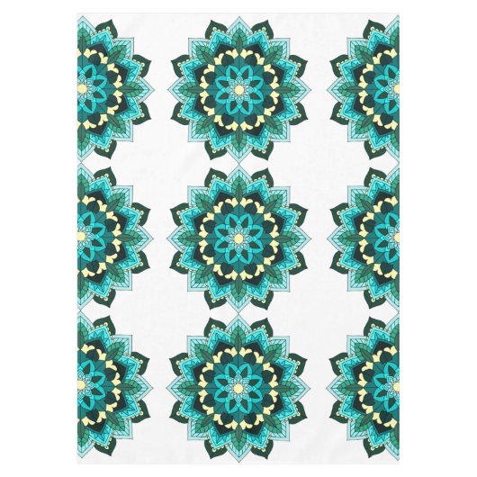 Nappe Mandala Motif 02 en aqua (Devant)