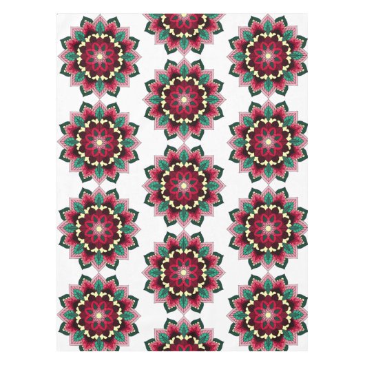Nappe Mandala Motif 02 en rose profond (Devant)