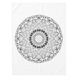 Nappe Mandala. Motif oriental noir et blanc rond