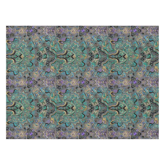 Nappe Mandala noir pourpre d'or turquoise (Devant (Horizontal))