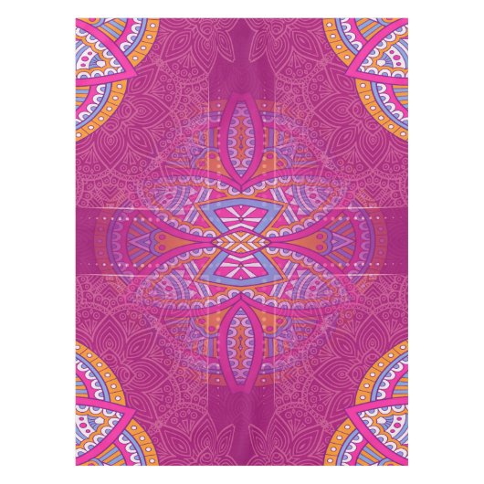 Nappe Mandalas en motifs de répétition rose mélangés (Devant)
