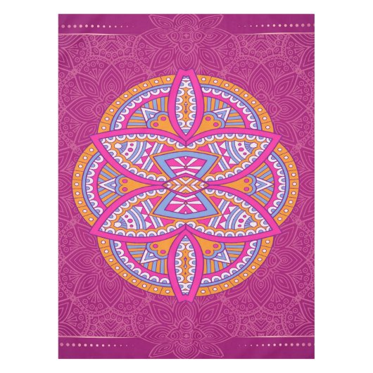 Nappe Mandalas en motifs de répétition rose mélangés (Devant)