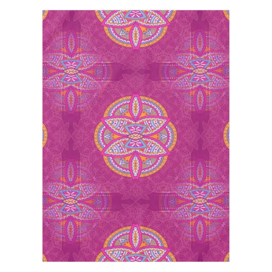 Nappe Mandalas en motifs de répétition rose mélangés (Devant)