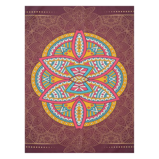 Nappe Mandalas en motifs mixtes Maroon (Devant)