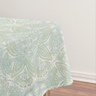 Nappe Mandalas vert clair, jaune et blanc