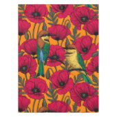 Nappe Mangeurs d'abeilles et pavots sur orange (Devant)