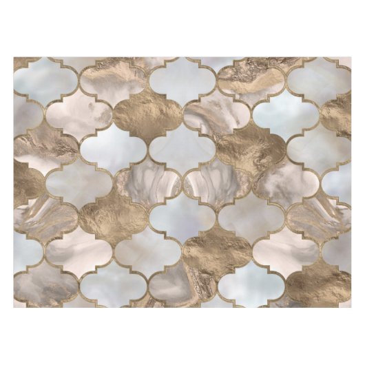 Nappe Marbre blanc de treillis marocain et or (Devant (Horizontal))
