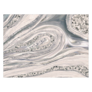 Nappe Marbre et cristal liquides gris - perle et argent
