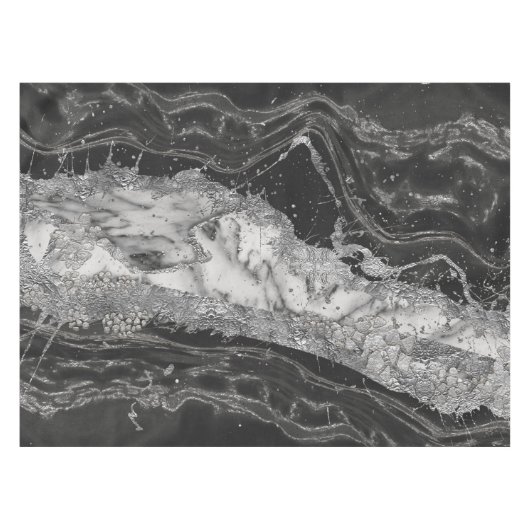 Nappe Marbre gris et blanc et abstrait argenté (Devant (Horizontal))