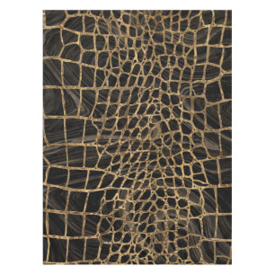 Nappe Marbre noir liquide Faux Crocodile et or