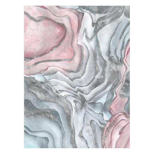 Nappe Marbre rose noir - rose pastel et argent (Devant)