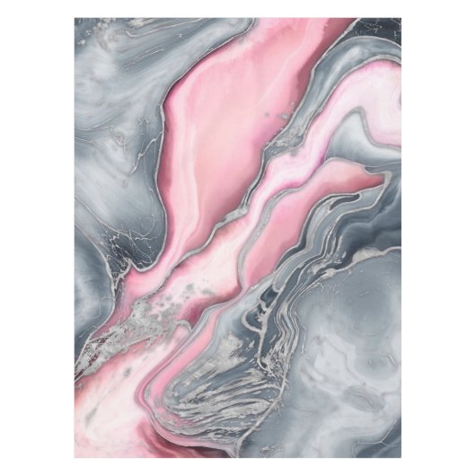 Nappe Marbre rose noir - rose pastel, gris et argent (Devant)