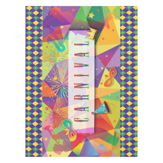 Nappe Mardi Gras Carnaval Fleur de Lis Diamond Décor (Devant)