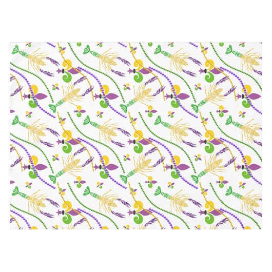 Nappe Mardi Gras Perles Crawfish & Fleur De Lis (Devant (Horizontal))