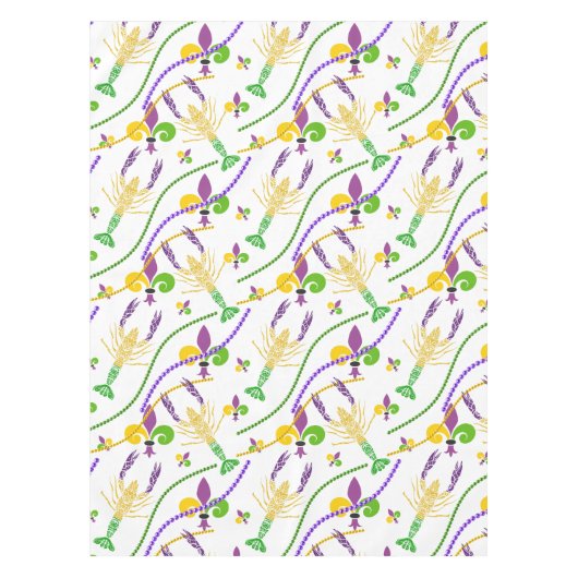 Nappe Mardi Gras Perles Crawfish & Fleur De Lis (Devant)