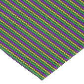Nappe Mardi Gras Vert, Jaune, Perles Violettes sur Fond  (Angle)