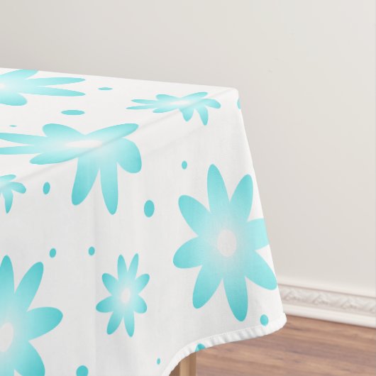 Nappe Marguerite délicate blanche et turquoise, point mo (In Situ)