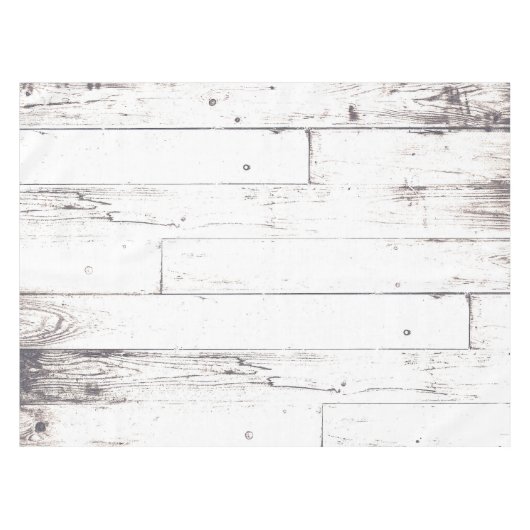 Nappe Mariage campagnard chic en bois blanc rustique (Devant (Horizontal))