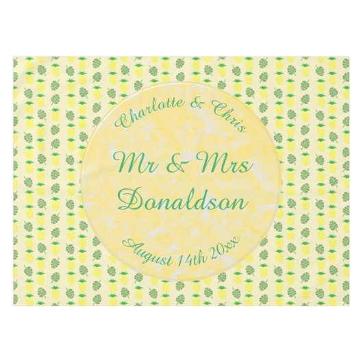 Nappe Mariage d'été tropical Ananas et Palm Feuille (Devant (Horizontal))