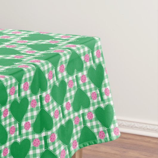 Nappe Mariage Gingham Vert et Rose Prépa Pickleball (In Situ)