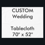 Nappe mariage personnalisée 70 po x 52 po<br><div class="desc">Pour obtenir la gamme complète et extensible de modèles de produits mariages personnalisables, visitez le site http://www.personalizedweddingessentials.com. Nappe sur mesure, 70" x 52" Petit Horizontal, 100% coton, belle impression horizontale ou verticale d'un bord à l'autre dans une encre pleine couleur vive, arêtes cousues avec un double pli hem pour une...</div>