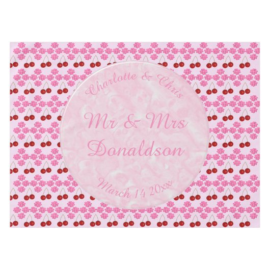 Nappe Mariage rose Printemps Cerisiers en fleurs et ceri (Devant (Horizontal))