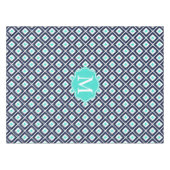 Nappe Marine Bleue, Turquoise, Diamant Blanc Ikat (Devant (Horizontal))