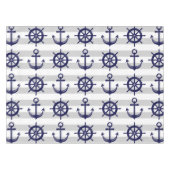Nappe Marine Blue Ancre Bateau Roue gris rayé Nautique (Devant (Horizontal))