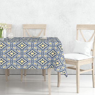 Nappe Marine et Motif de tuiles méditerranéennes Jaunes