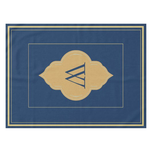 Nappe marine personnalisée bleu & or initiales nap (Devant (Horizontal))