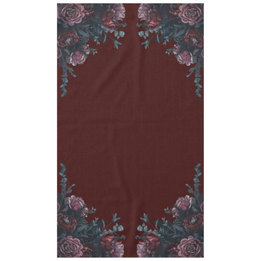 Nappe Maron foncé automne Mariage floral (Devant)