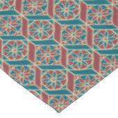 Nappe Maroon, Motif ethnique Turquoise, Fleurs, Chevrons (Angle)