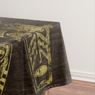 Nappe Masques africains d'or sur le bois