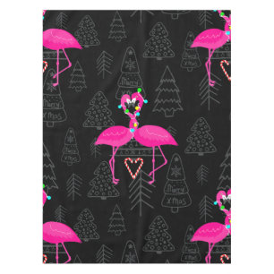 Nappe mauvais coeur de bonbons flamingo de noël