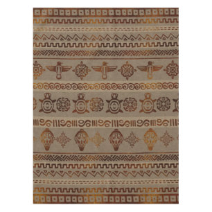 Nappe Maya/or aztèque de brûlure de motif sur la toile