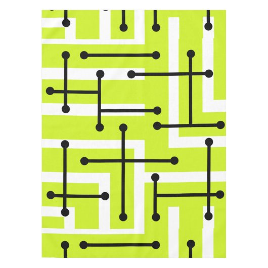Nappe Maze d'art géométrique rétro Chartreuse (Devant)