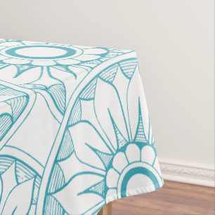 Nappe Médaillon bleu Vintage de fleurs Motif