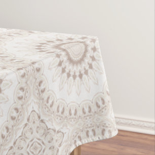Nappe Médaillon de mandala blanc et beige doux