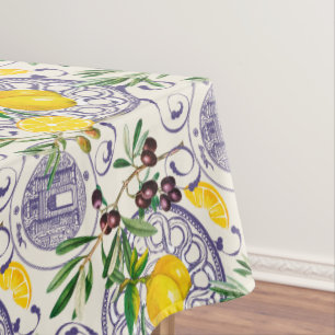 Nappe méditerranéen, style toscan, olives, motif