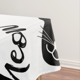 Nappe Meow Simple moderne Black White Chats Typographie