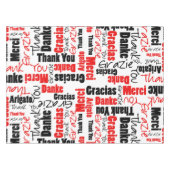 Nappe Merci multilingue de typographie rouge noire (Devant (Horizontal))