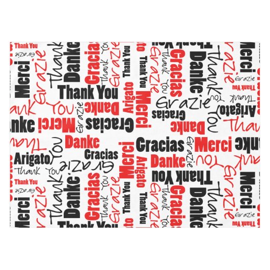 Nappe Merci multilingue de typographie rouge noire (Devant (Horizontal))