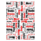Nappe Merci multilingue de typographie rouge noire (Devant)