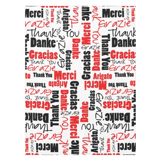 Nappe Merci multilingue de typographie rouge noire (Devant)